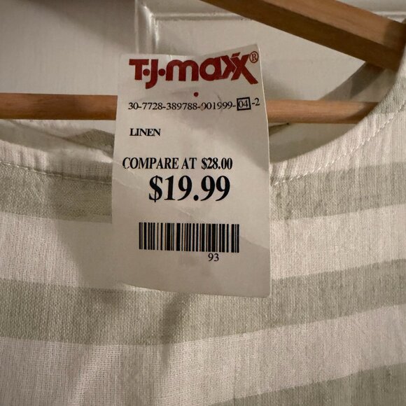 NWT! BeachLunchLounge Linen Slip Dress in Sage Green and White Stripes - Picture 4 of 5